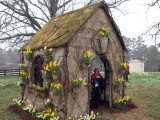 The Current decoration of the little house at P Allen Smiths farm. This structure is changed with the seasons and holidays. 